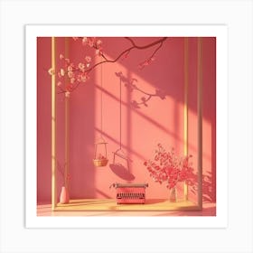 Pink Room With Flowers Art Print