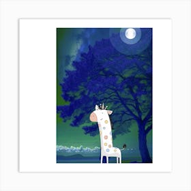 Giraffe At Night Art Print