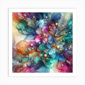 Vibrant Silver Dust Flower Design Art Print