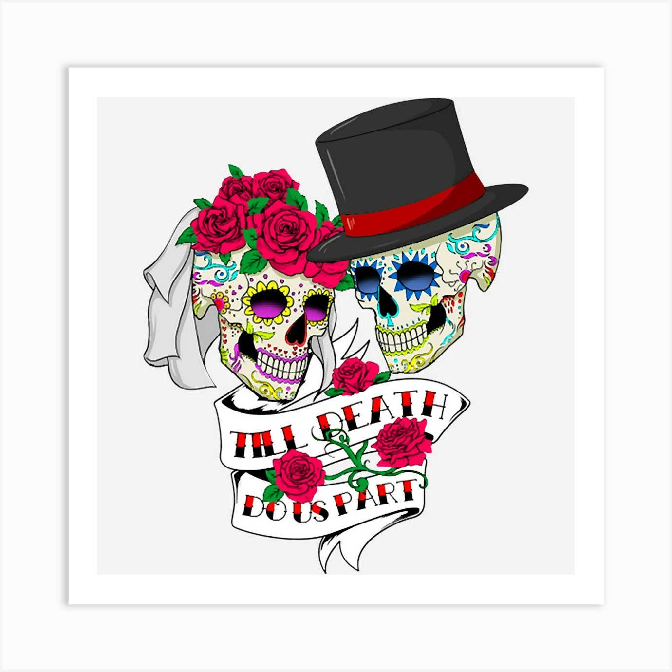 Married Couple Sugar Skulls Till Death Do Us Part T-Shirt Married Couple Sugar Skulls Till Death Do Us Part T-Shirt