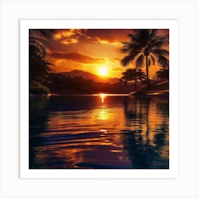 Sunset At The Pool Art Print