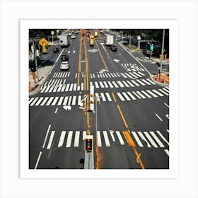 Amber Traffic Light Caution Warning Intersection Road Street Prepare Slow Stop Change Tr Art Print