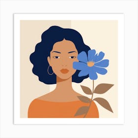 Portrait Of A Woman With A Flower Art Print