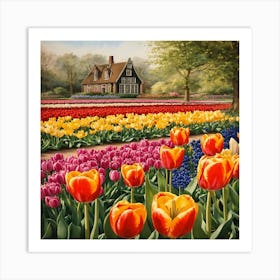 Tulips In The Garden 10 Art Print