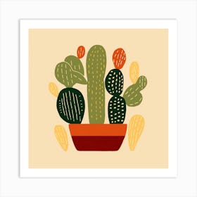 Rizwanakhan Simple Abstract Cactus Non Uniform Shapes Petrol 33 Art Print