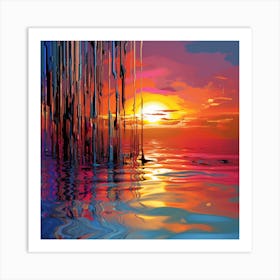 Sunset In The Water 1 Art Print