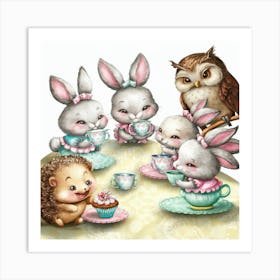 Bunny Tea Party Art Print