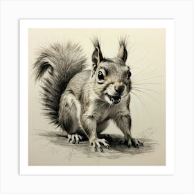 Squirrel Drawing 3 Art Print