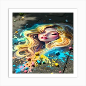 Chalk Drawing Street Art Art Print