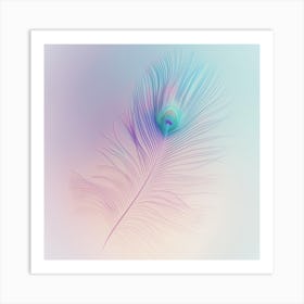 Pastel Summer Peacock Feather Art Print