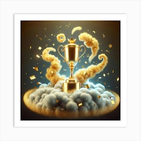 Golden Trophy On The Cloud Art Print