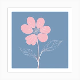 A White And Pink Flower In Minimalist Style Square Composition 462 Art Print