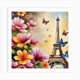 Paris With Butterflies 93 Art Print