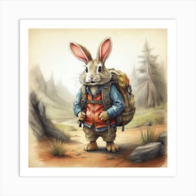 Rabbit With Backpack 3 Art Print