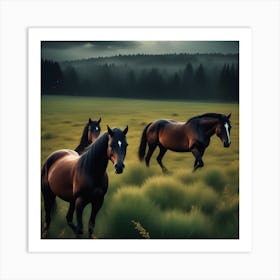 Horses In A Field 23 Art Print