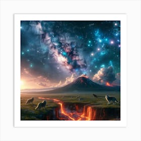 Wolf Galaxy Volcano 3 Art Print