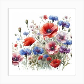 Poppies and Cornflowers Art Print