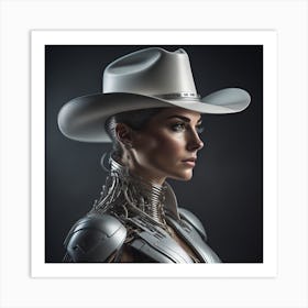 Robot Woman In Cowboy Hat Created by using Imagine AI Art Art Print