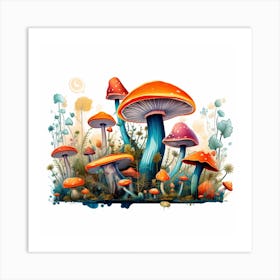 Mushrooms And Flowers 27 Art Print