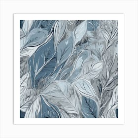 Leaves In Blue And Gray Art Print