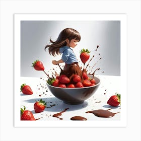 Girl In A Bowl Of Chocolate Art Print