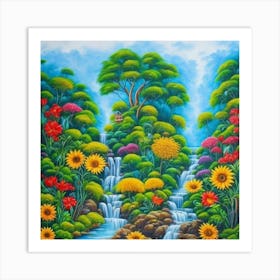 Waterfall In The Forest 2 Art Print