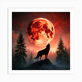 Capture A Hyperrealistic Image Of A Lone Wolf Silh 1 Art Print