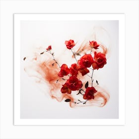 Red Roses In Smoke Art Print