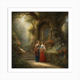 Two Lovers In The Garden Art Print