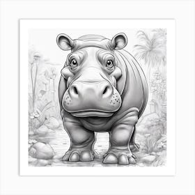 Hippo Art Print