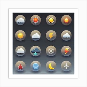 Weather Icons Illustration 1 Art Print