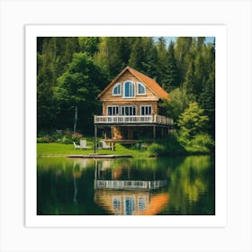 Cabin On The Lake Art Print