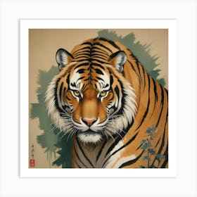 Talismanic Tiger, Vintage Japanese Hallway Art Print 2 Art Print