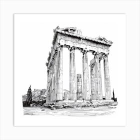 A Temple Of Olympian Zeus In Athens Hand Drawn S 1720009068 1 Art Print