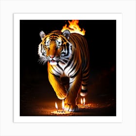 Tiger On Fire Art Print