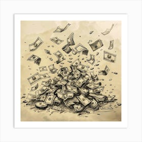 Money Falling From The Sky 1 Art Print