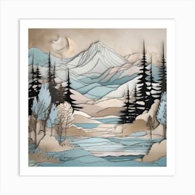 Snowy Mountains Art Print