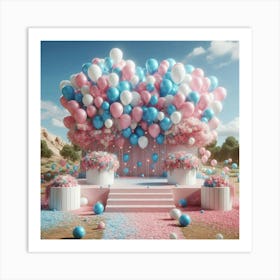 Pink And Blue Balloons Art Print