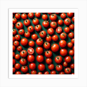 Red Tomatoes On Green Background Art Print