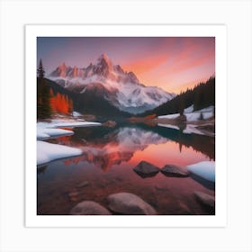 Abstact Mountain Sun Art Print Art Print