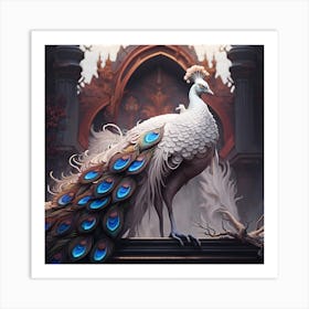 Albino Peacock Art Print