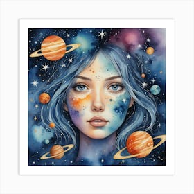 Girl In Space 1 Art Print