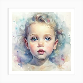 Watercolor Of A Little Girl 1 Art Print