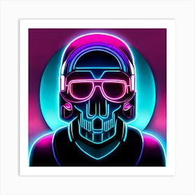 Neon Skull Art Print