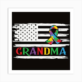 Grandma Autism Awareness Ribbon Art Print