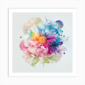 Watercolor Murakami Flower Abstract Art Print