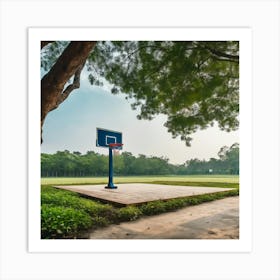 Basketball Court In Park Art Print