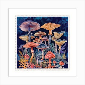 Mushrooms In The Forest 5 Art Print