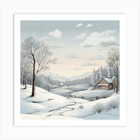 Winter Landscape art print Art Print