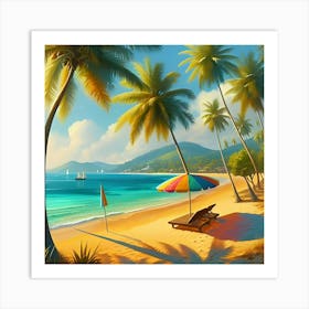 Palm Trees As Part Of A Landscape At A Beach Front 3 Art Print